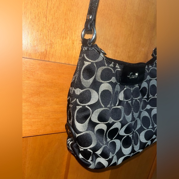 Coach Ashley Signature Jacquard Leather Crossbody Black Gray - Picture 5 of 8